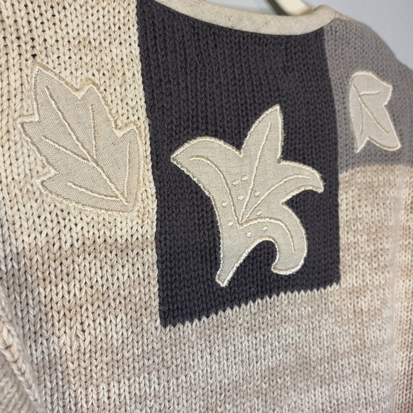 VTG Orvis Women's Patchwork Leaf Knit Grandma Sweater Button Front Cottagecore S - Picture 3 of 16